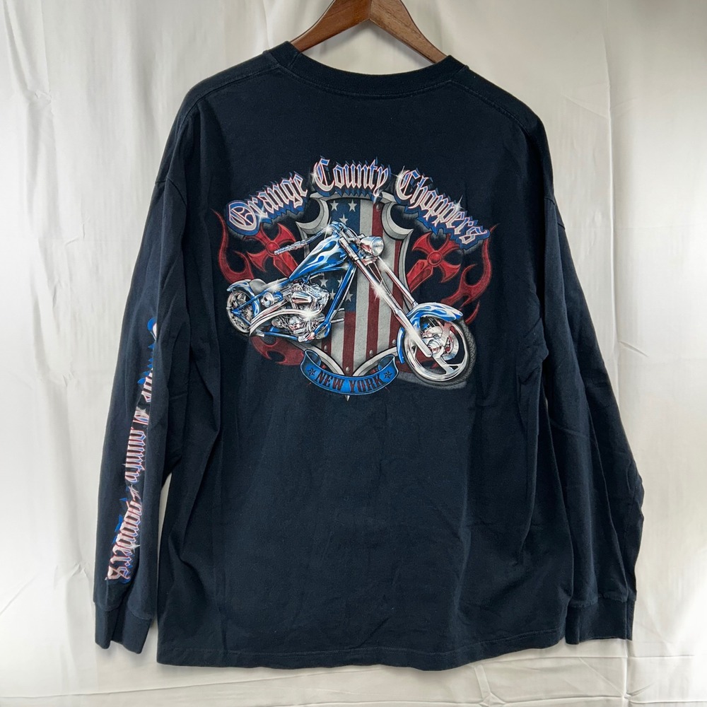 Orange County Choppers Long Sleeve T-Shirt Mens XL Black Graphic Biker Tee Y2K